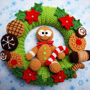 Crochet instructions door wreath gingerbread man PDF file German image 1