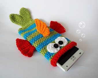 Crochet pattern cell phone bag fish - PDF file in German