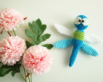 Crochet pattern dragonfly flower plug - PDF file in German