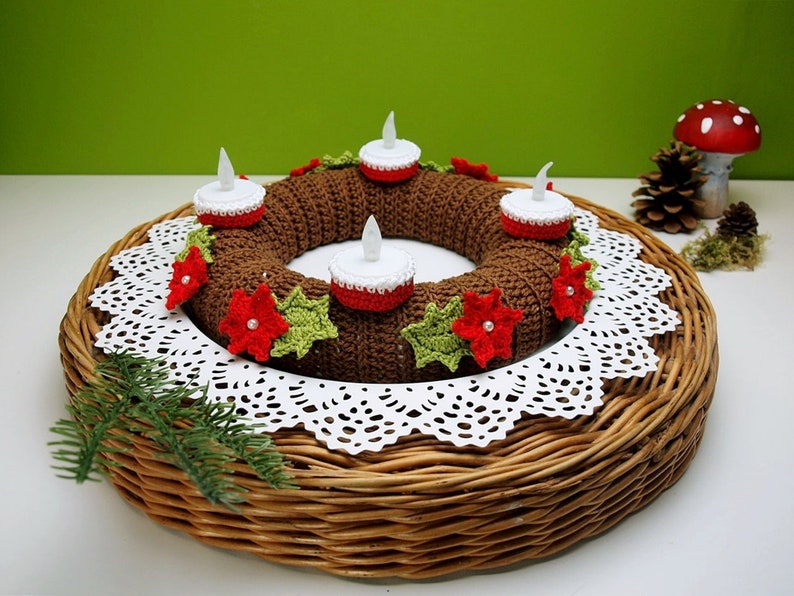 Crochet pattern table wreath Add on PDF file in German image 1