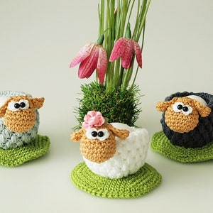 Crochet pattern egg cup sheep PDF file German image 4
