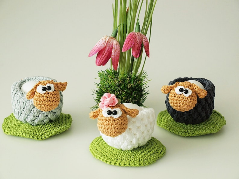 Crochet pattern egg cup sheep PDF file German image 4