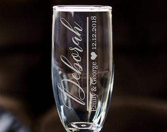 Engraved Bridesmaid Champagne Flute: Personalized Wedding Favor