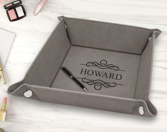 Vassoio di valet grigio personalizzato per gli uomini, Vassoio Catchall personalizzato, Regalo per gli uomini,Regalo maschile, Regalo per papà, Regalo del marito, Regalo di Natale personalizzato