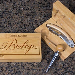 Engraved Wine opener set, Personalized Cork screw Set, Custom Couple Name Engraved Wine Opener set, Wine Party Favor, Christmas Gift