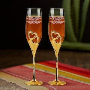 Personalisierte Hochzeit Sektgläser Set, Premium Gold Toasting Flöte, Braut und Bräutigam Gläser, bestes Hochzeitsgeschenk, edel elegantes Design
