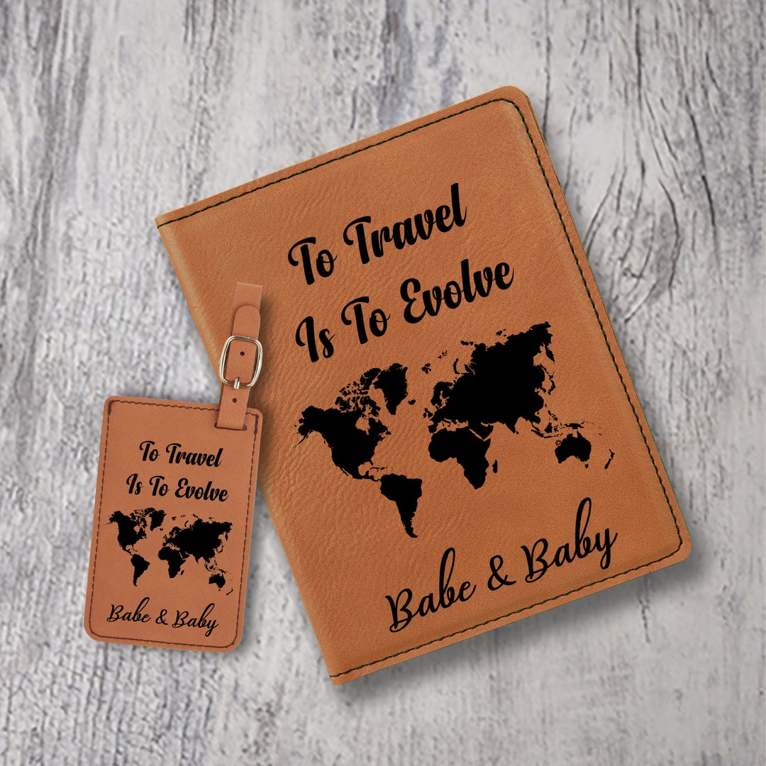 Travel to Evolved Passport Cover, Personalized Passport Cover Set for