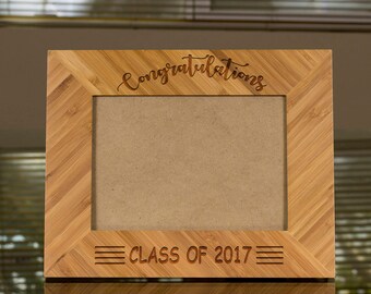 Custom Picture Frame, Engraved Photo Frame, Wooden Photo Frame, Class of 2017 Photo Frame, Wedding,  Birthday Gift, Christmas Gift