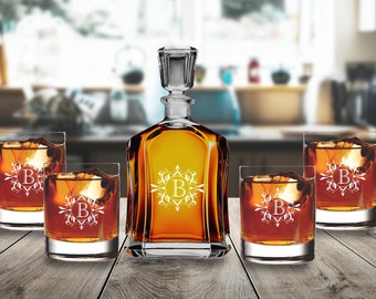 ウイスキーグラス付きデカンタセットをカスタマイズ、結婚祝いの