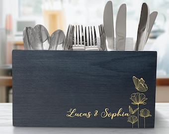 Porta cubiertos con diseño floral personalizado: Porta utensilios personalizado