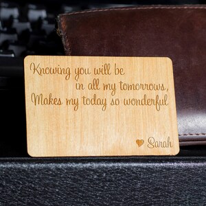wooden wallet insert, customized wallet insert, custom wallet card, Wood Wallet, 5th Anniversary, Personalize Wooden Wallet Insert Card