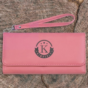 Cartera personalizada para mujer, cartera larga personalizada para mujer, regalo del día de la madre para ella, lindos embragues para mujer, lindo patrón inicial