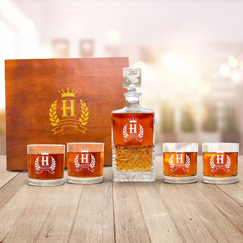 Personalized Whiskey Decanter Set Custom Bourbon Decanter Etsy