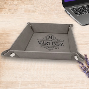 Personalized gray Valet Tray For Men, Personalized Valet Tray, Gift for Men, Men&#39;s Gift, Gift for Dad, Husband Gift, Custom Christmas Gift