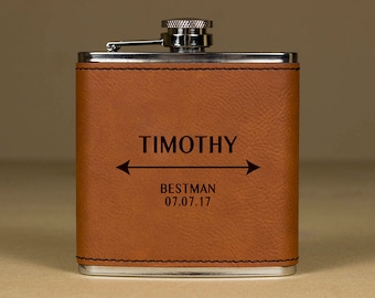 Personalized Flask, Wedding Flask, Bestman Flask, Gift for wedding, Gifts for him, birthday gift, best man gift, Hip Flask