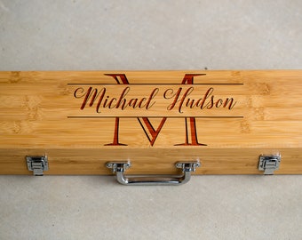 刻印入り竹製バーベキューグリルツールセット：パーソナライズされた