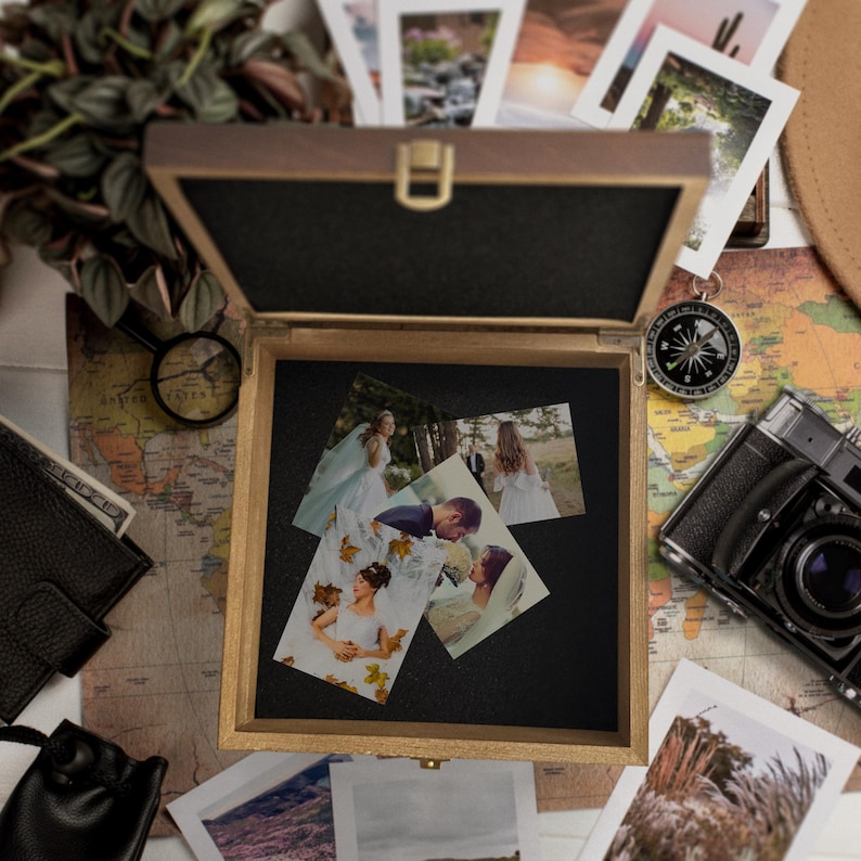 Photo Topped Memory Box Personalized Wedding Memory Box: Engraved Walnut Finish Pine Wood - Etsy