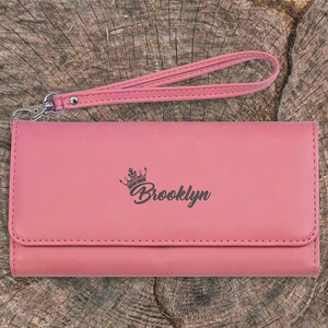 Cartera personalizada para mujer, cartera larga personalizada para mujer, regalo del día de la madre para ella, lindos embragues para mujer, hermoso diseño de corona