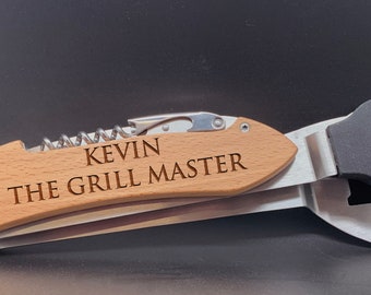 The Grill master BBQ Tool  Set,Personalized BBQ tool set, Unique BBQ Grill Set,Barbecue Master Engraved Barbecue Set, personalized grill set