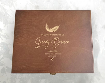 Personalized Walnut Finish Memorial Keepsake Box: Engraved In Loving Memory Gift