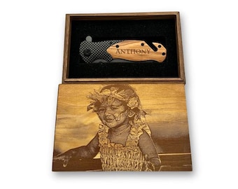 Photo Engraved knife Box, Personalized knife box, Personalized Box,Couple gift,Custom photo on wood box, gift for him, husband,hunting gift