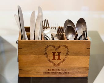 Family name Silverware Caddy, kitchen Utensil Holder,Personalize Kitchen Stuff, Picnic Caddy,kitchen tool holder, housewarming Gift