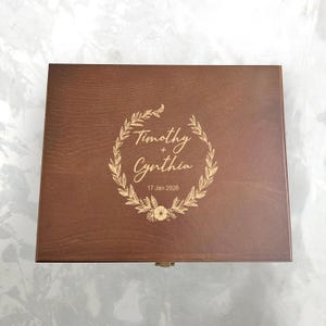 Engraved Wooden Keepsake Box, Wedding Memory Box, Personalized Keepsake Wood Box, Custom Wedding Gift, Custom Photo Box, Gifts for Her