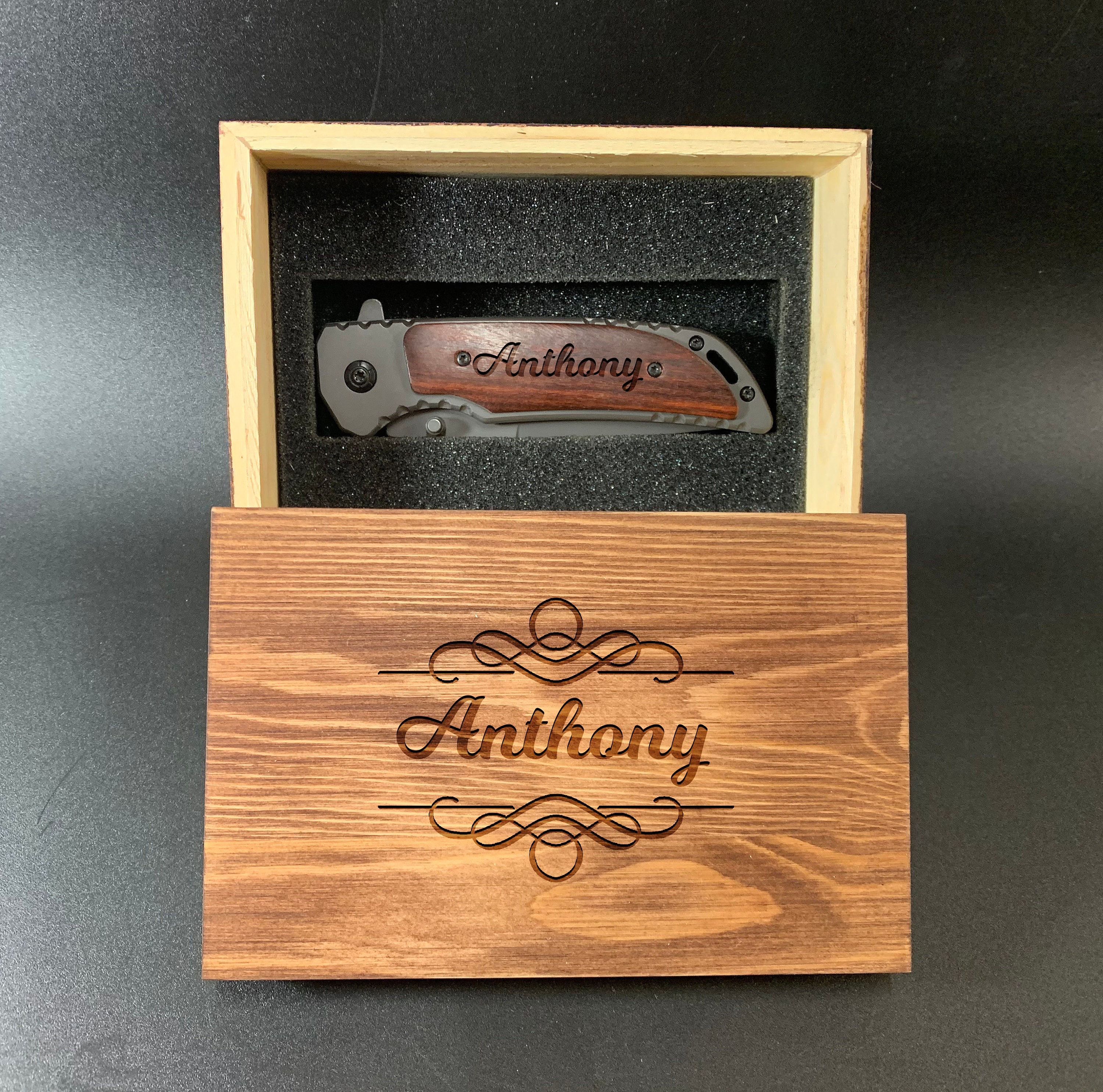 Engraved Pocket knife with box Personalize KnifeGroomsman Etsy
