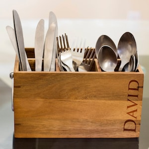 Customize name Silverware Caddy, kitchen Utensil Holder,Personalize Kitchen Stuff, Picnic Caddy, kitchen tool holder, housewarming Gift