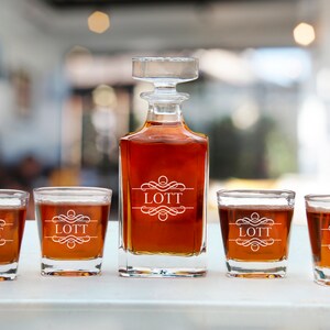 Personalisierte Whisky-Dekanter-Set, kundenspezifisches Bourbon-Dekanter-Set - Weihnachtsgeschenk für ihn, cooles Design, Dekanter-Set Geschenk für Dad