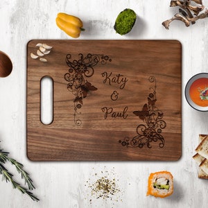 Tagliere in noce di coppia, regalo di nozze, arredamento cucina, regalo di inaugurazione della casa, tagliere di coppia, tagliere, regalo di sposi novelli, tagliere
