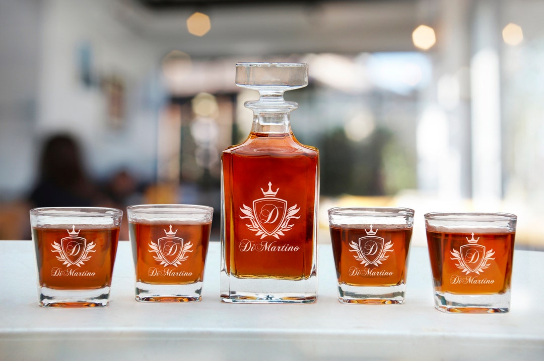 Personalized Bourbon Decanter Set , Customized Christmas Gift for Him ...