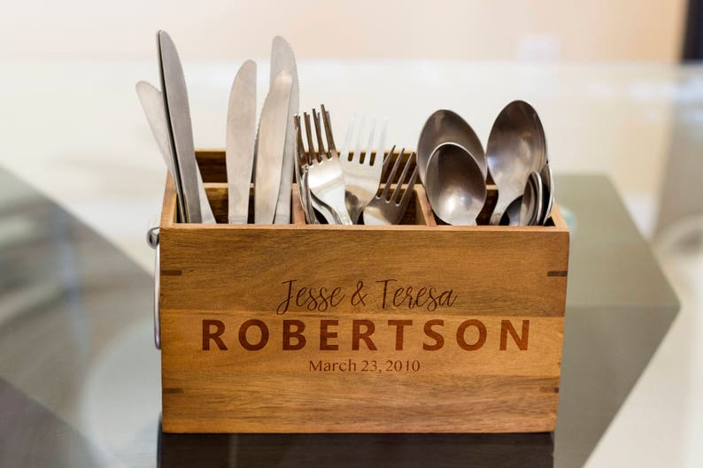 Family Name Silverware Caddy Kitchen Utensil Etsy