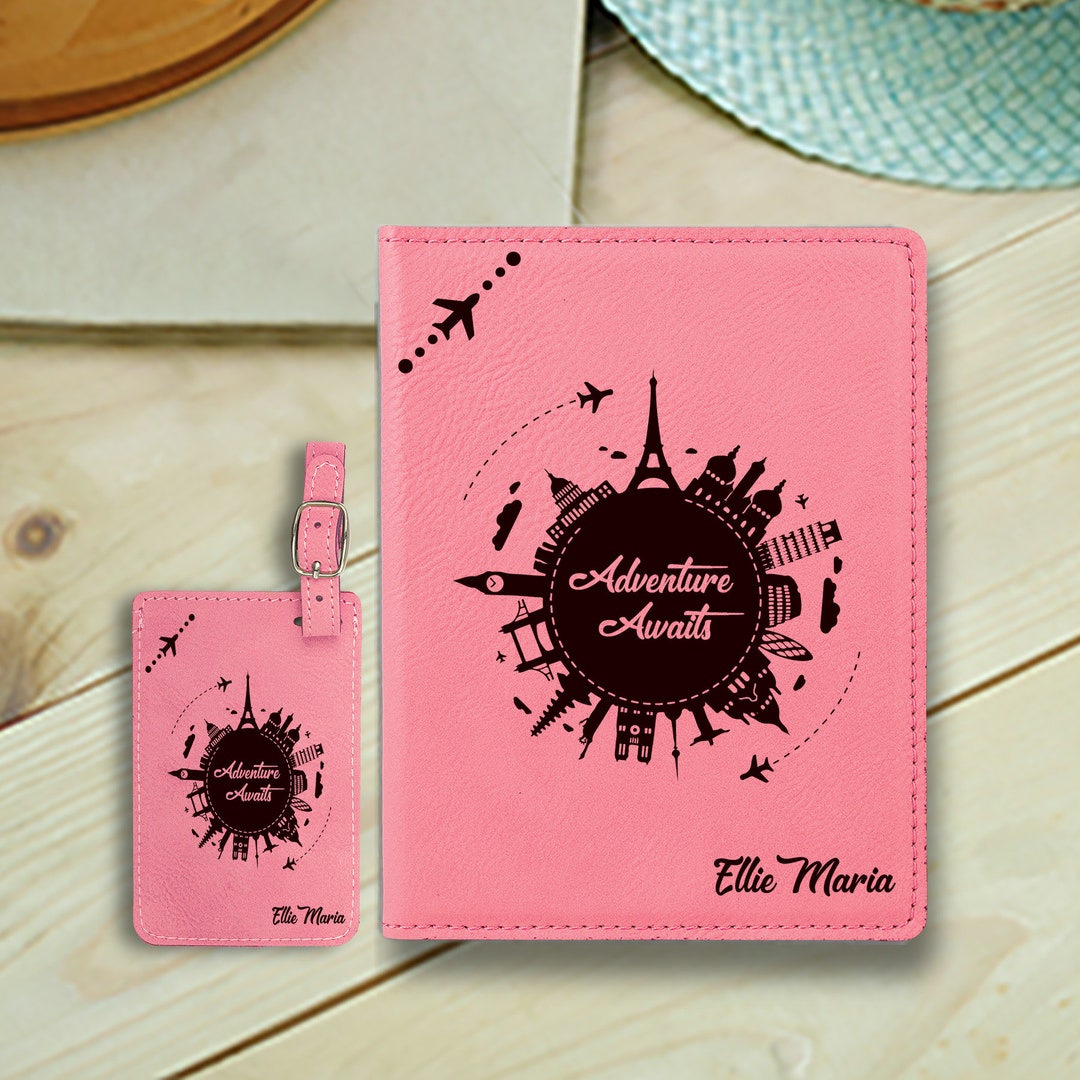 Personalized Passport Cover Set Engraved Leatherette Passport Etsy