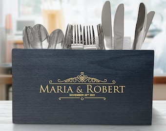 Porta cubiertos de boda personalizado: porta utensilios grabado