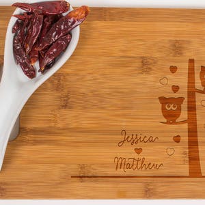 Personalized cutting board, Wedding Gift, Kitchen Decor, Housewarming Gift,Cute Owl Engraved Cutting Board, Anniversary Gift