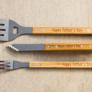 Personalized BBQ Set, Personalized BBQ tool set, Unique BBQ Grill Set, Father&#39;s Day Engraved Barbecue Set, personalized grill set