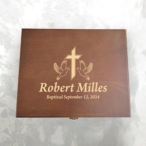 Engraved Wooden Prayer Box, First Communion, Confirmation, Baptism Gift, Grandchild Keepsake Box, Religious Gift, Rosary, God Child Gift