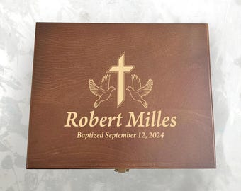 Engraved Wooden Keepsake Box, Baptism Gift, First Communion