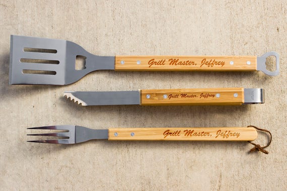 Personalized Grill Set of 3, Engraved Grilling Sets