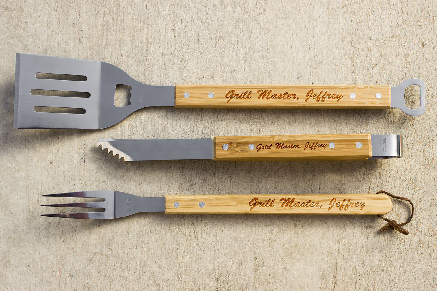 Personalized Grill tool set - Engraved BBQ Tools - Husband Gift- Dad gift-  Hand engraved custom designed- Premium BBQ set — Rusticcraft Designs