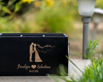 Organizador de cubiertos personalizado, soporte para utensilios de cocina grabado, regalo de inauguración de casa