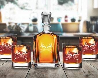 Hjorthornskaraffset: Personliga whiskyglas, jaktpresent