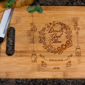 Personalized cutting board, Wedding Gift, Kitchen Decor,  Housewarming Gift, His & her Name  Engraved Cutting Board, Chopping board