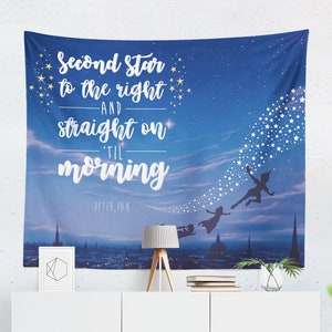 Peter Pan Tapestry, Peter Pan Baby Shower, Peter Pan Nursery, Peter Pan Decor, Peter Pan Art, Wall Decor, Nursery Decor, Wall Hanging