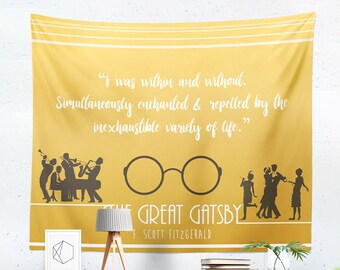 Tapiz de El Gran Gatsby, cita de F. Scott Fitzgerald, decoración literaria
