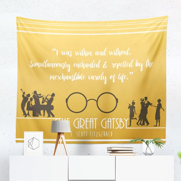 The Great Gatsby Tapestry, Literary Gifts, Book Lover Gift, Room Decor, Dorm Decor, Wall Hanging, Home Decor, Party Decoration