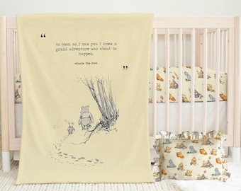 Nursery Crib Set Handmade Winnie The Pooh fitted crib sheet Pillowcase Winnie The Pooh baby blanket baby bedding themed newborn gift