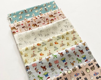 Cartoon Print Fabric Bundle, 100% Cotton Quarter Yard (6 Piece)