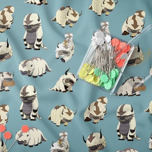 Avatar the Last Airbender Fabric, Appa Fabric by the Yard, Avatar Fabric, Appa Pattern, Avatar Face Mask Fabric, Cotton Fabric, Avatar Mask
